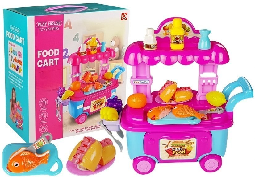 Przenośny Sklep Fast Food Market Autko + Akcesoria Przenośny Sklep Fast Food Market Autko + Akcesoria