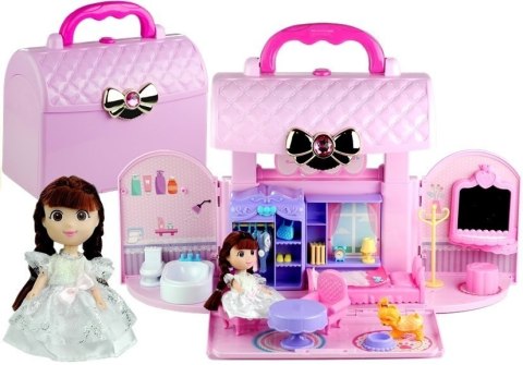 Rozkładany Domek W Walizce Lalka Pies Dodatki Róż